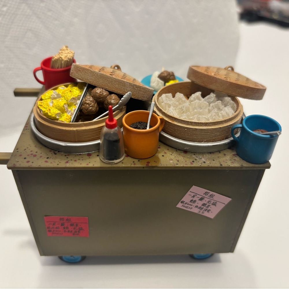 Miniature Dim Sum Cart with Food Accessories